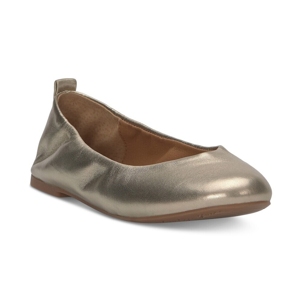 Lucky Brand Emmielou Ballet Flats Womens 8.5 Gold Leather Slip on Shoes GAL1791